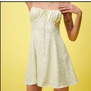 Zara yellow floral satin dress